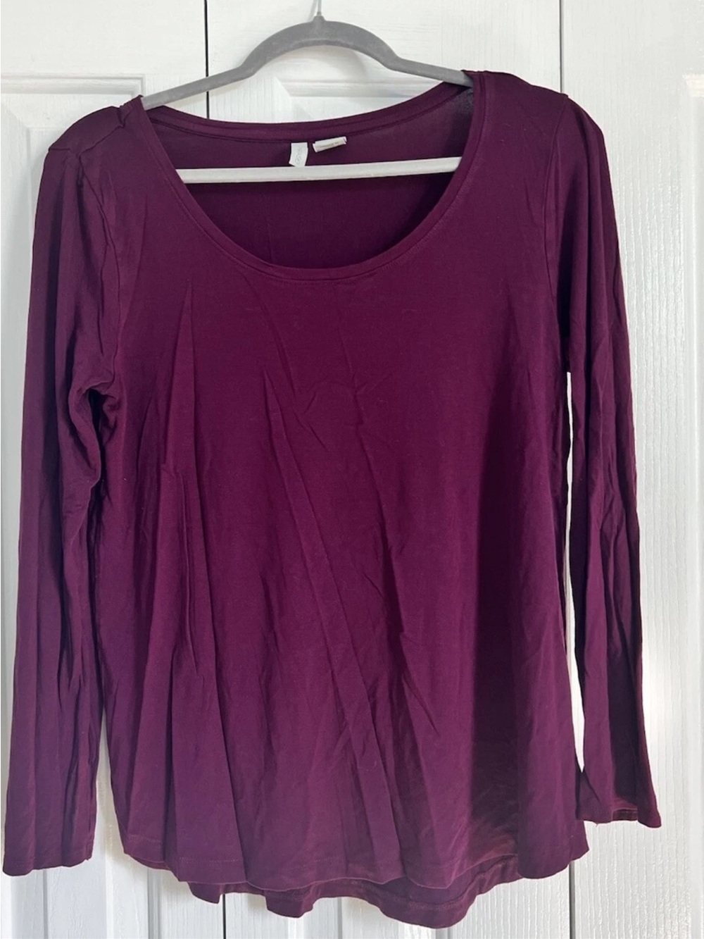 Paraphrase Long Sleeve Scoop Neck Top - Plum